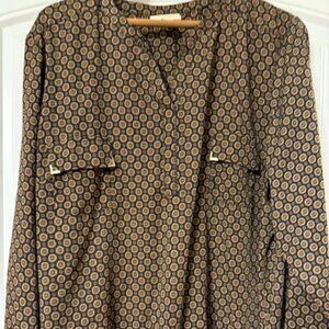 Women's Appleseeds Blouse Black and Tan
